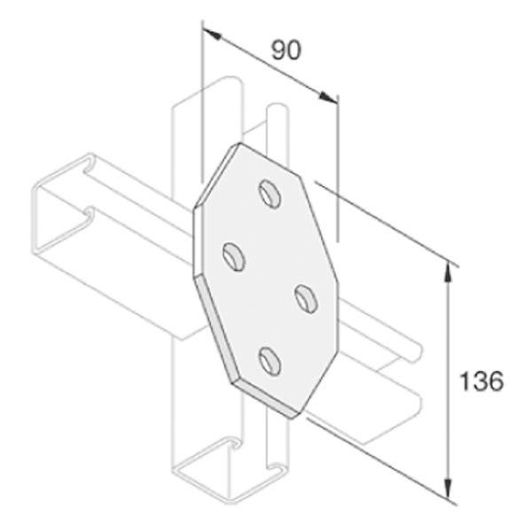 UNISTRUT Flat Channel Cross Brackets Flat Channel Cross Brackets